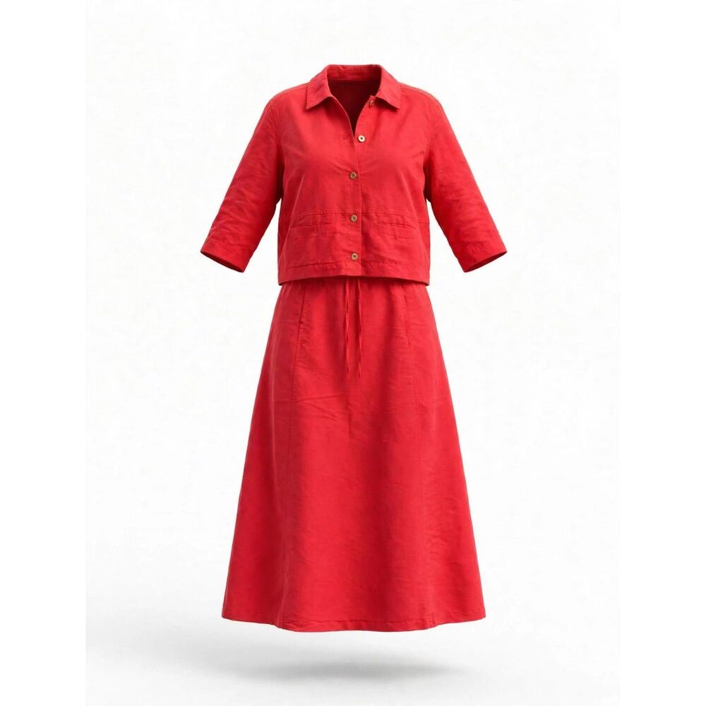 Coral Women's Skirt Suit Set 3/4 Sleeve Notch Lapel Jacket & Skirt, 2 Piece XL